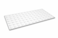 White 300x600mm heavy-duty peel & stick TGSI hazard tile with raised tactile studs.