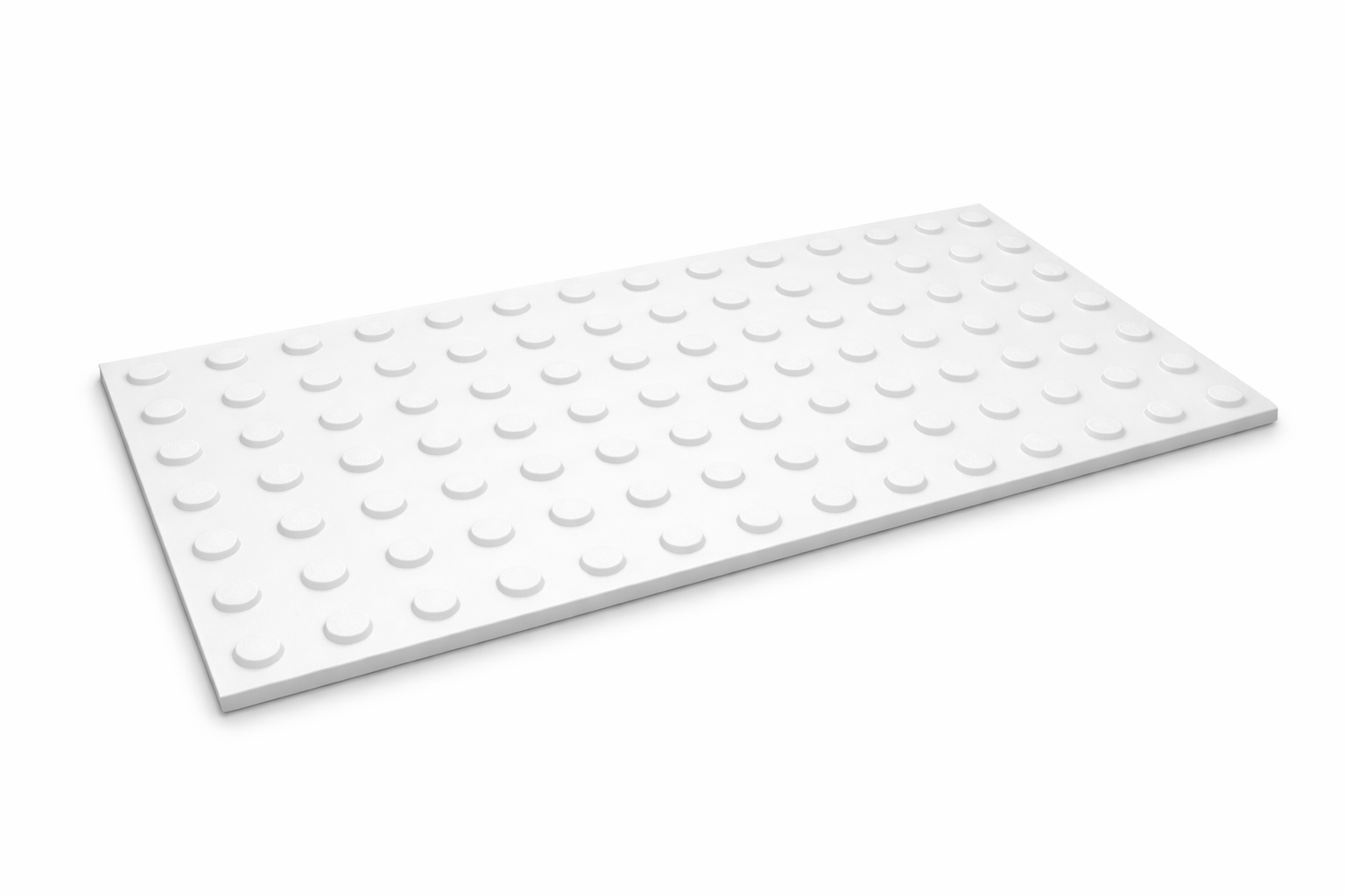 White 300x600mm heavy-duty peel & stick TGSI hazard tile with raised tactile studs.